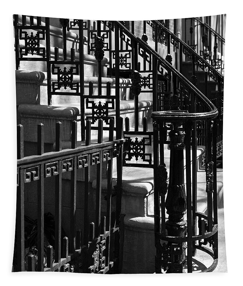 Stairway Tapestry featuring the photograph New York City Wrought Iron by Rona Black