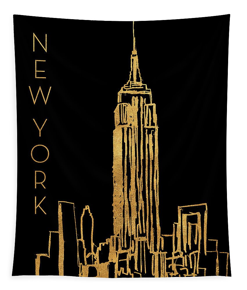 New Tapestry featuring the mixed media New York On Black by Nicholas Biscardi