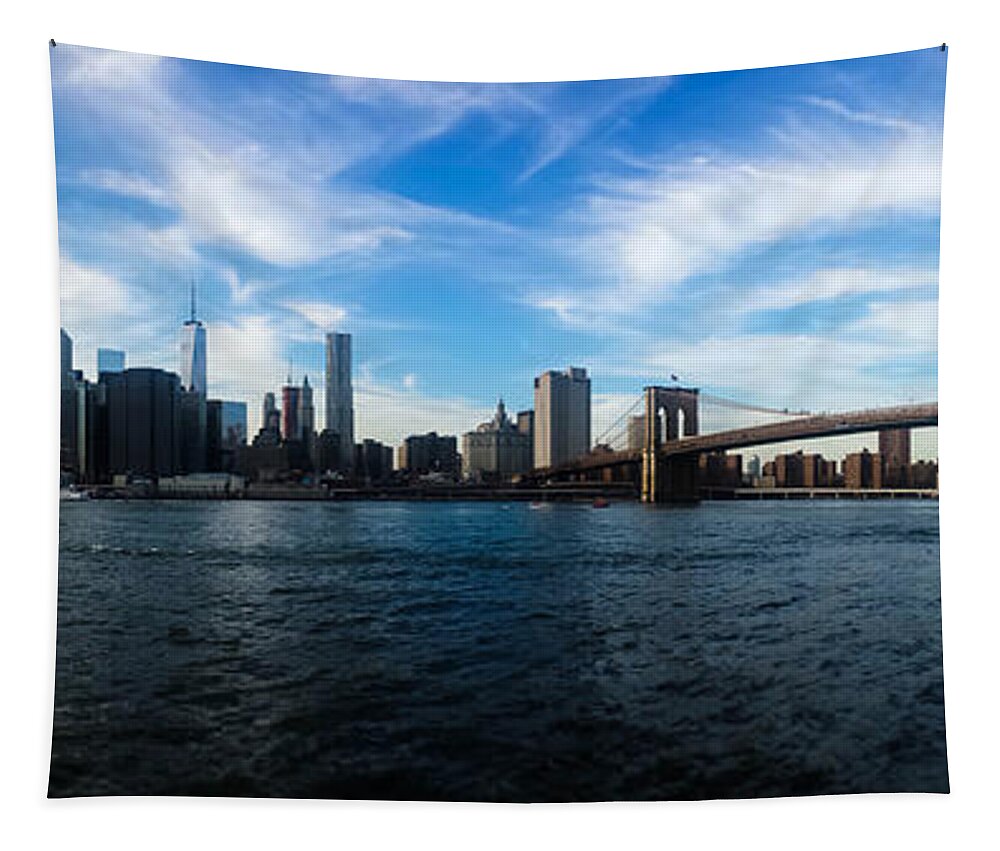 New York Tapestry featuring the photograph New York Skyline - Color by Nicklas Gustafsson