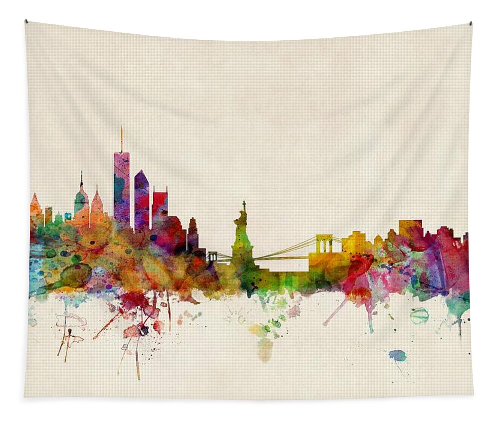 Watercolour Tapestry featuring the digital art New York Skyline by Michael Tompsett