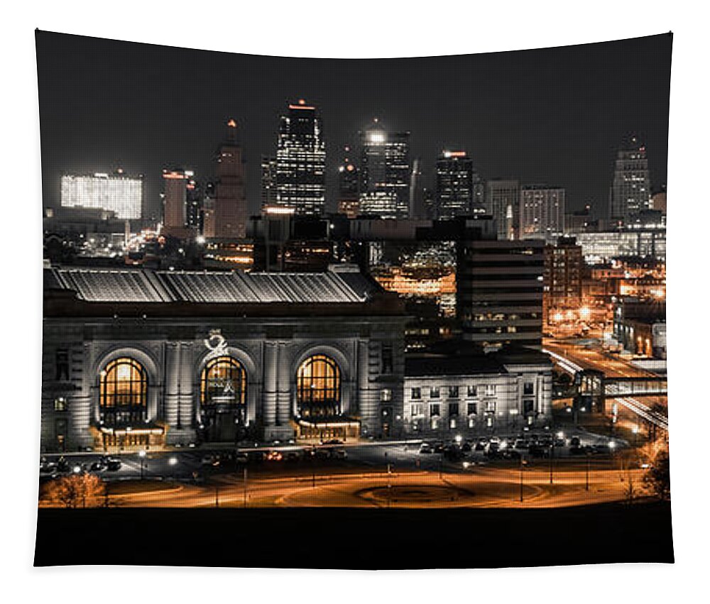 Architecture Tapestry featuring the photograph Night in the City by Ryan Heffron