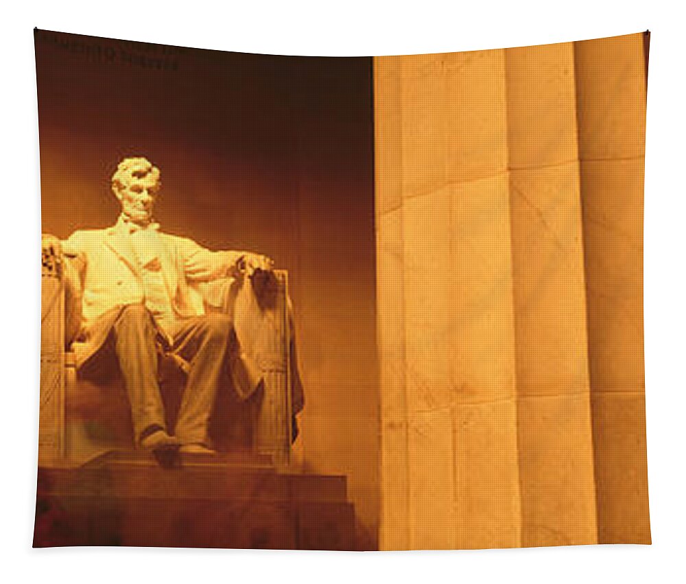 Photography Tapestry featuring the photograph Night, Lincoln Memorial, Washington Dc by Panoramic Images