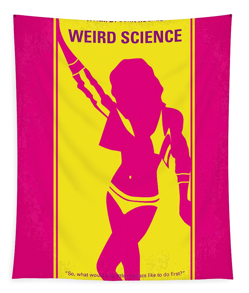 Weird Science Tapestry featuring the digital art No106 My Weird science minimal movie poster by Chungkong Art