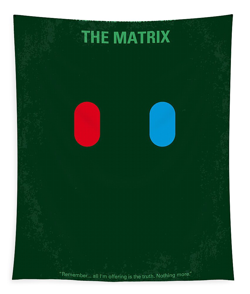 The Matrix Tapestry featuring the digital art No117 My MATRIX minimal movie poster by Chungkong Art