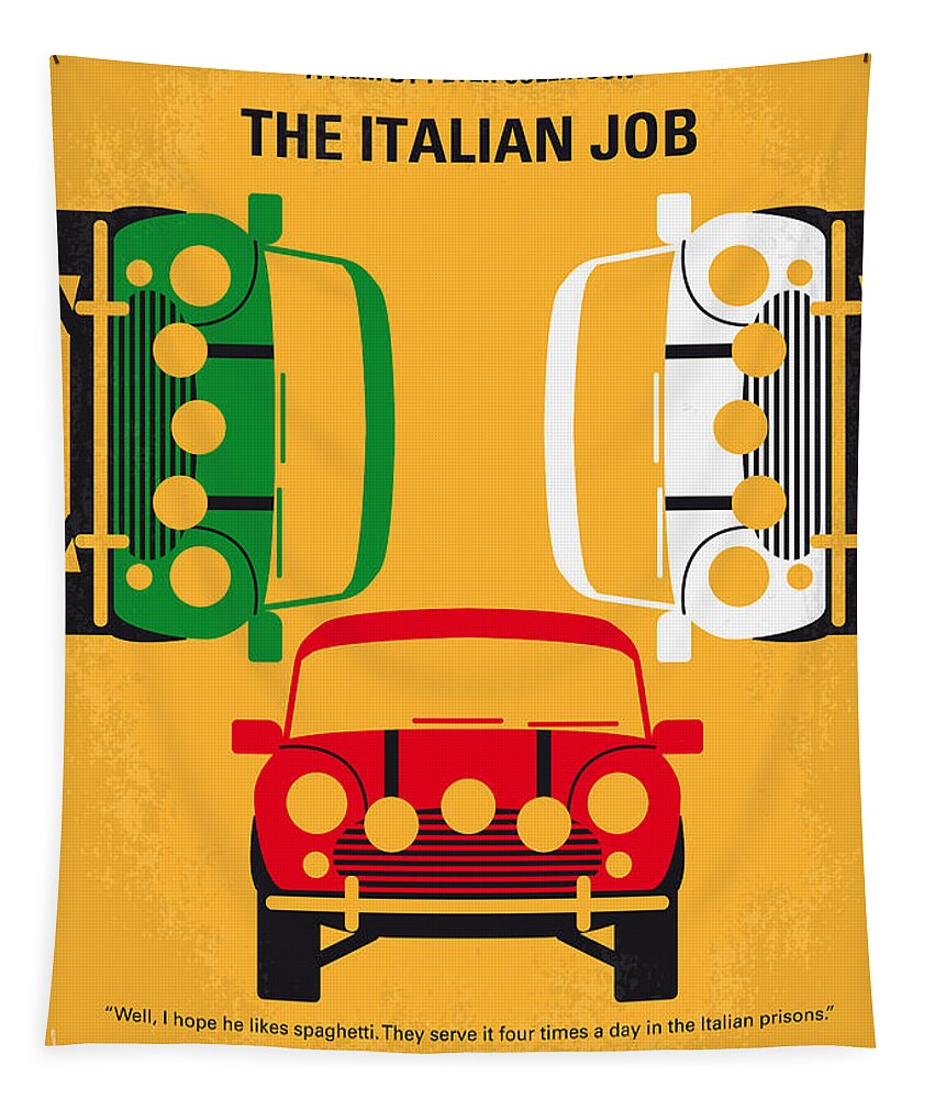 The Italian Job Tapestry featuring the digital art No279 My The Italian Job minimal movie poster by Chungkong Art