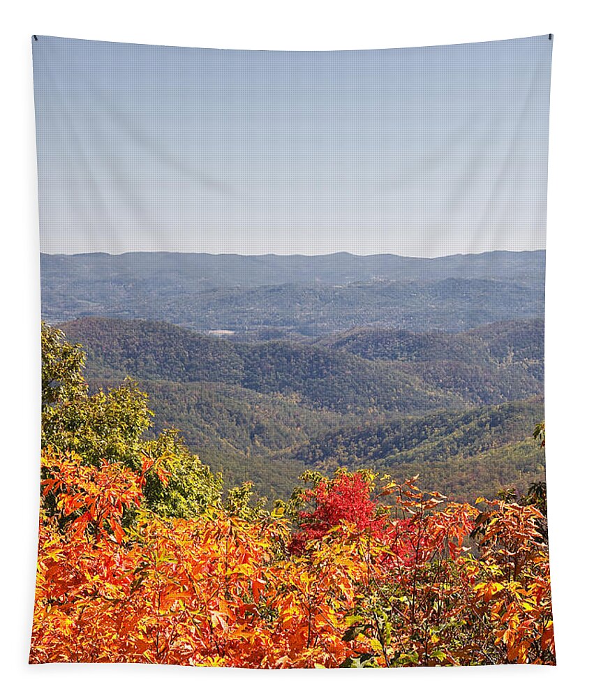 Blue Tapestry featuring the photograph North Carolina Mountains in Autumn by Jill Lang