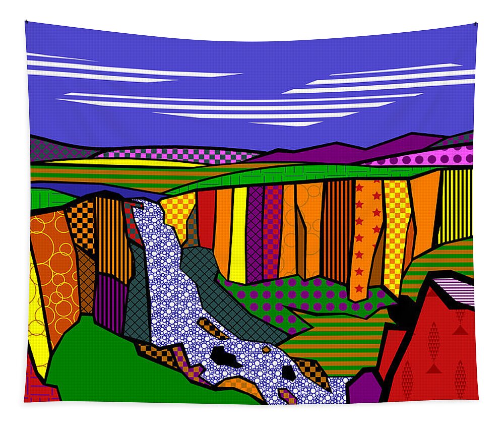 Colorado Tapestry featuring the digital art North Clear Creek Falls by Randall J Henrie