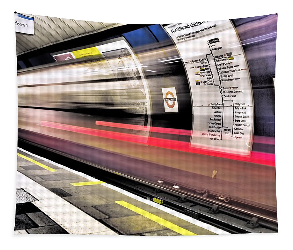 London Tapestry featuring the photograph Northbound Underground by Rona Black