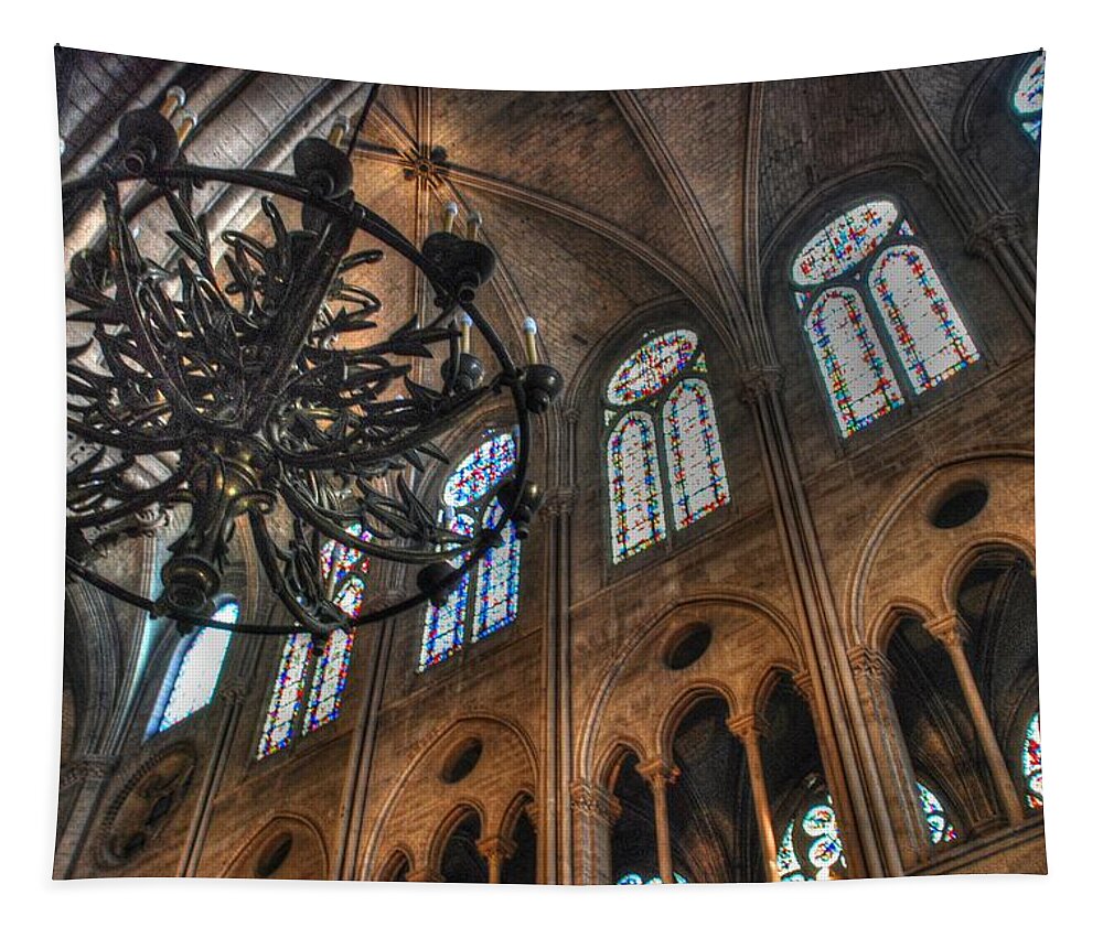 Notre Dame Tapestry featuring the photograph Notre Dame Interior by Jennifer Ancker