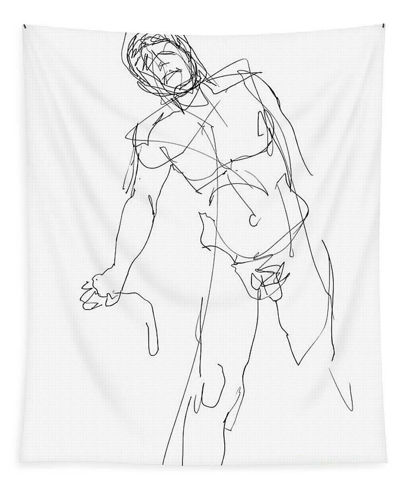 Male Tapestry featuring the drawing Nude_Male_Drawing_30 by Gordon Punt