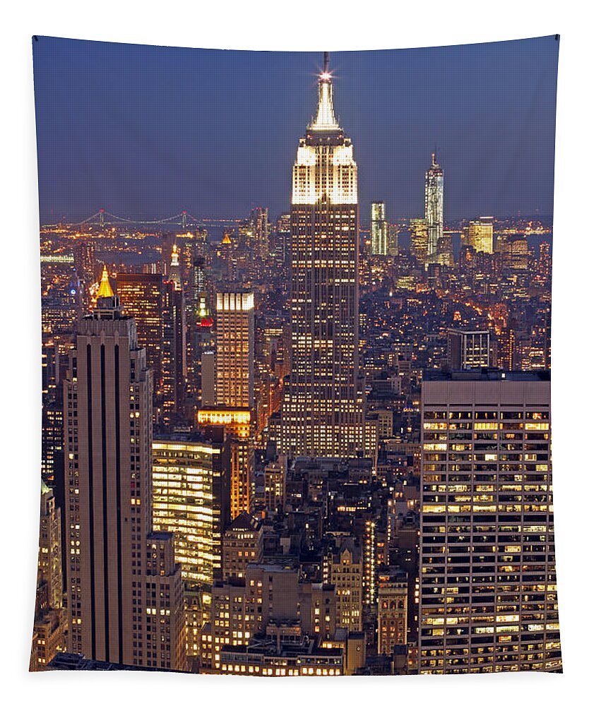New York City Tapestry featuring the photograph NYC Midtown and Downtown by Juergen Roth