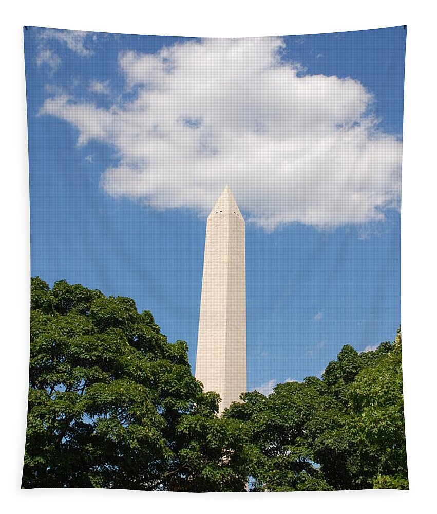 Washington Tapestry featuring the photograph Obelisk Rises Into the Clouds by Kenny Glover