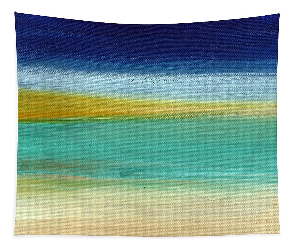 Abstract Tapestry featuring the painting Ocean Blue 3- Art by Linda Woods by Linda Woods