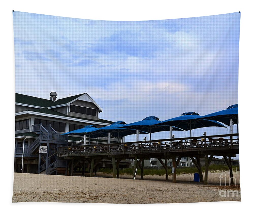 Oceanic Pier Tapestry featuring the photograph Ocean Pier and Restaurant by Amy Lucid