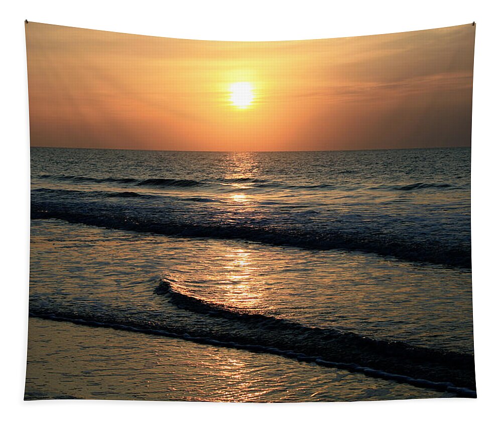 Sunset Tapestry featuring the photograph Ocean Sunrise over Myrtle Beach by Scott Wood