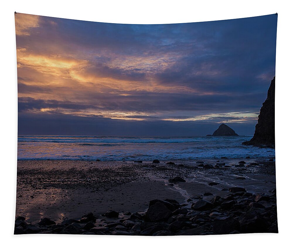 Cannon Beach Tapestry featuring the photograph Oceanside Evening by Mike Reid