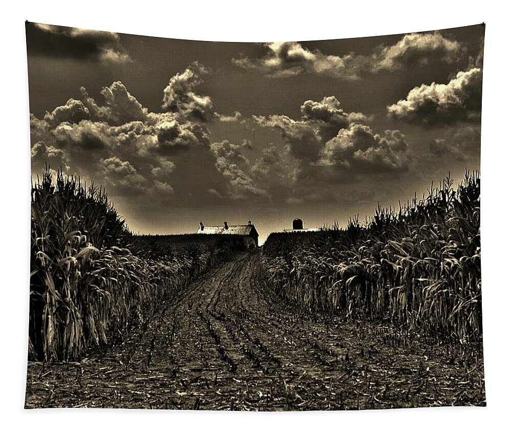 Farm Tapestry featuring the photograph October Sky by Bob Geary