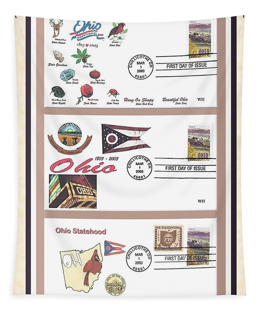 Ohio Tapestry featuring the photograph Ohio Bicentennial First Day Covers by Charles Robinson