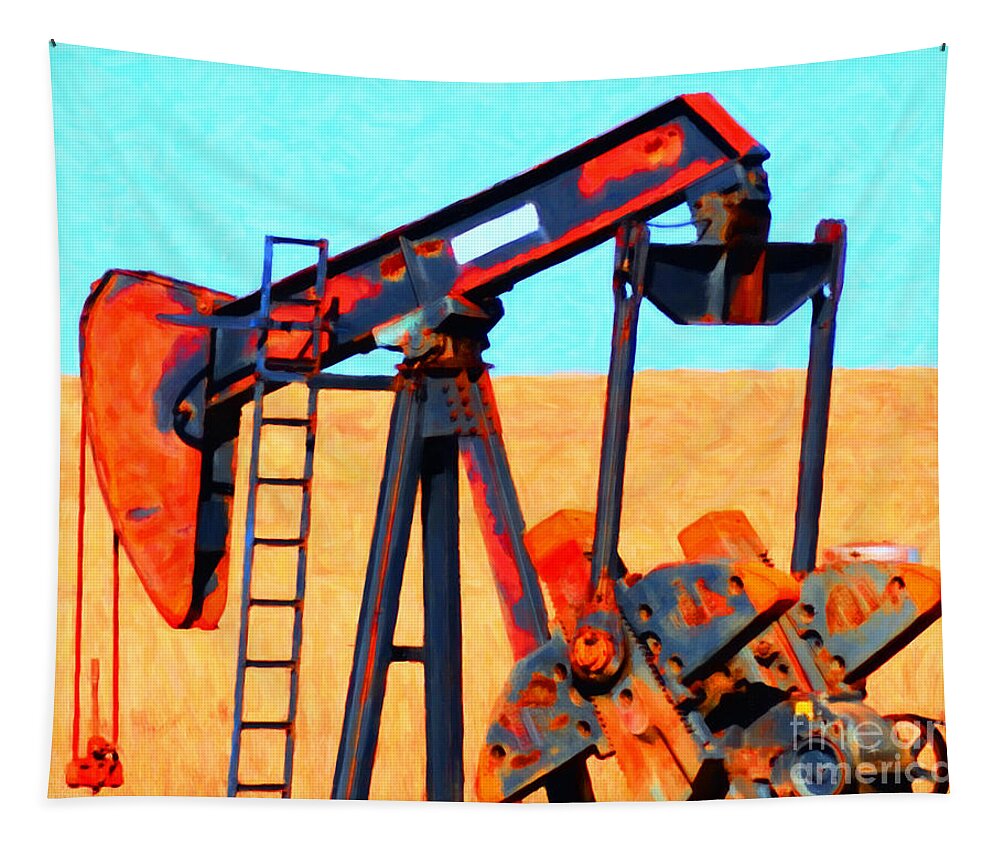 Houston Tapestry featuring the photograph Oil Pump - Painterly by Wingsdomain Art and Photography