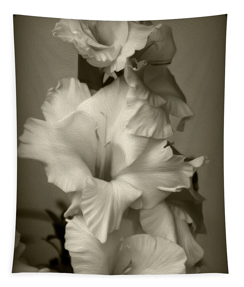 Gladiolus Tapestry featuring the photograph Oil Style Antiqued Gladiolus by Jeanette C Landstrom