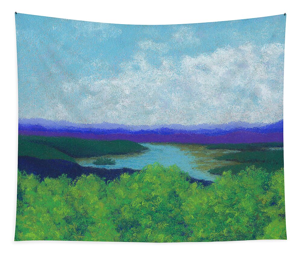 Olana Tapestry featuring the pastel Olana Overlook by Anne Katzeff