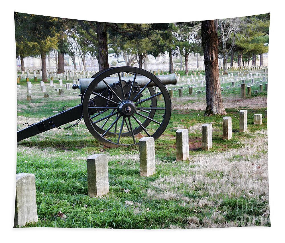 War Tapestry featuring the photograph Old Artillery in Union Grave Yard by Donna Greene