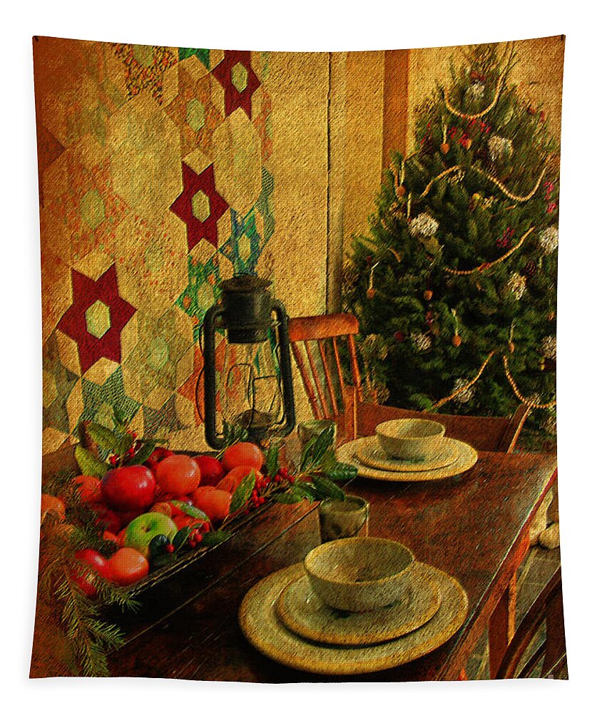 Textures Tapestry featuring the photograph Old Fashion Christmas At Atalaya by Kathy Baccari
