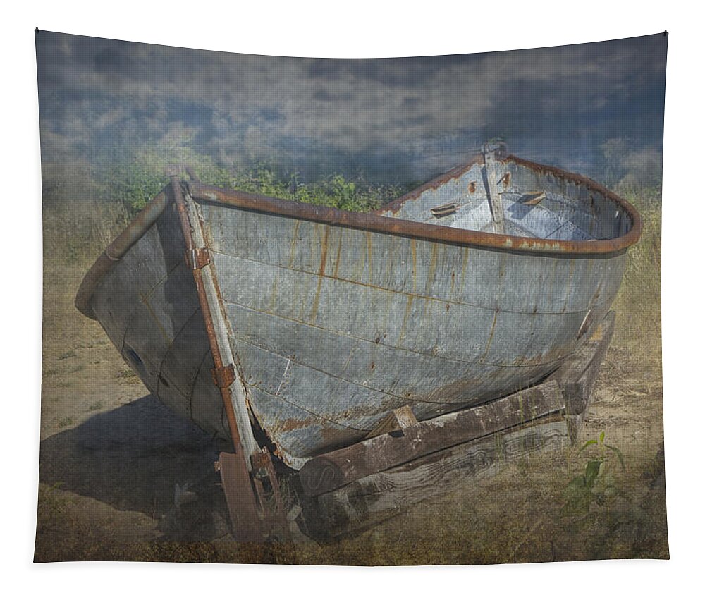 Art Tapestry featuring the photograph Old Historical Fishing Boat beached on the shore by Randall Nyhof