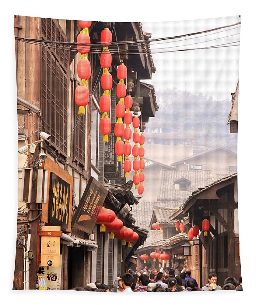 Old Tapestry featuring the photograph Old Town Chongqing by Valentino Visentini
