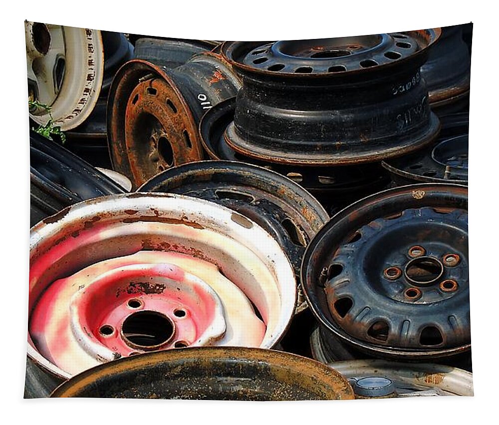 Automobile Wheels Tapestry featuring the photograph Old Wheels by Kae Cheatham