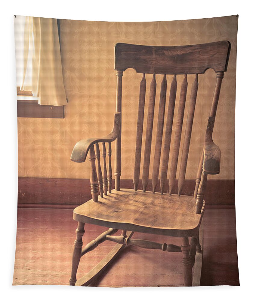 Rocking Tapestry featuring the photograph Old wooden rocking chair by Edward Fielding