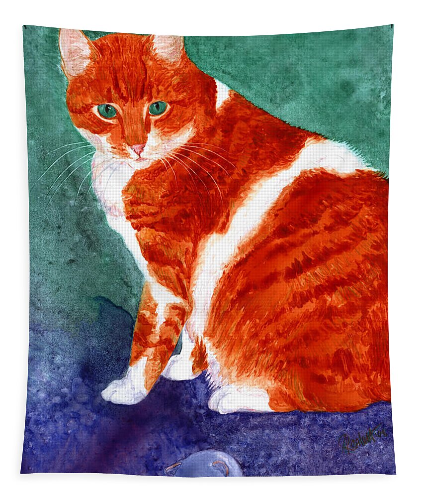 Cat Tapestry featuring the painting Oliver by Ann Ranlett