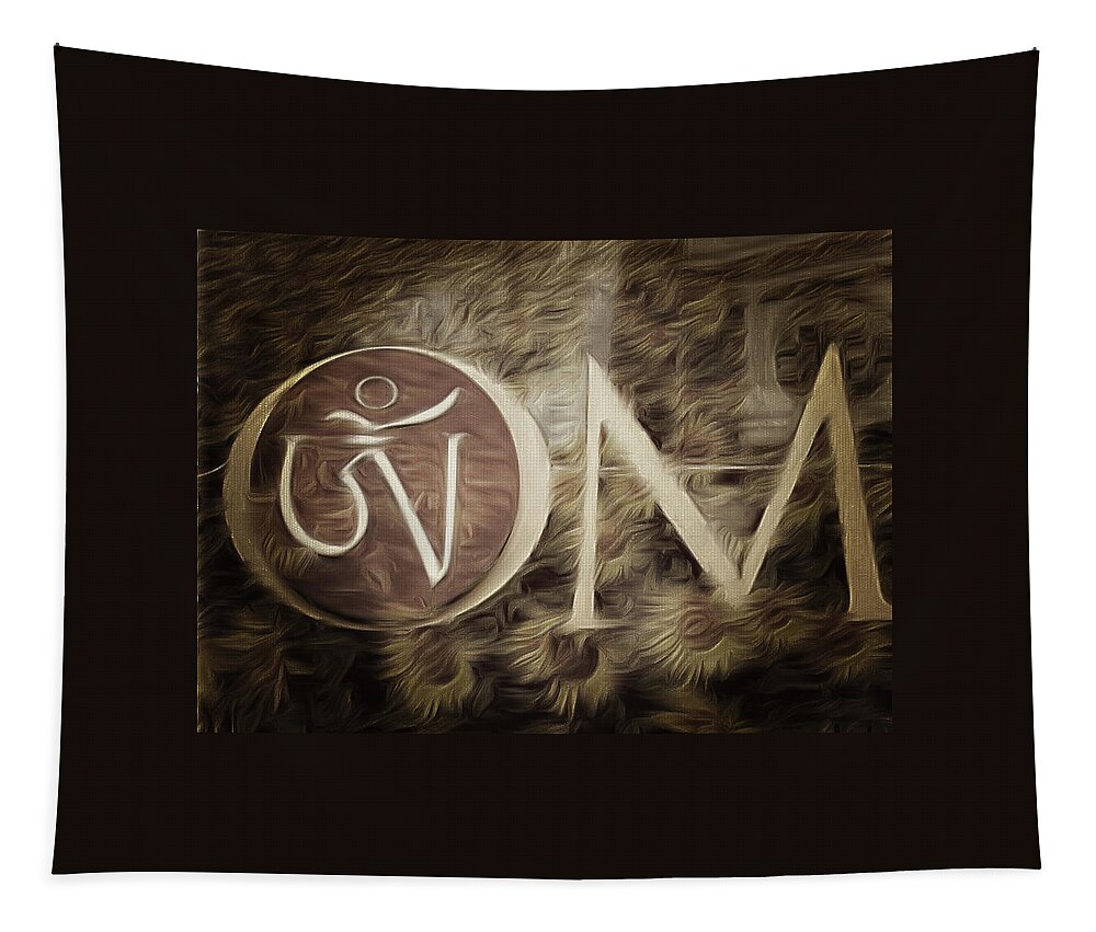Om Tapestry featuring the photograph OM sepia by Cindy Greenstein