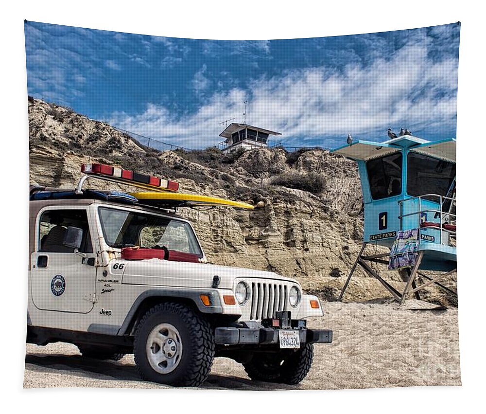 Jeep Tapestry featuring the photograph On Duty by Peggy Hughes