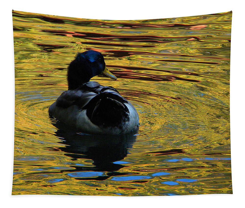 Duck Tapestry featuring the photograph On Golden Pond by Frank Wilson