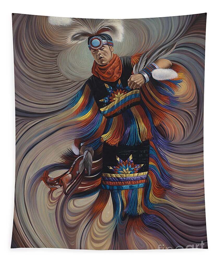 Native-american Tapestry featuring the painting On Sacred Ground Series II by Ricardo Chavez-Mendez