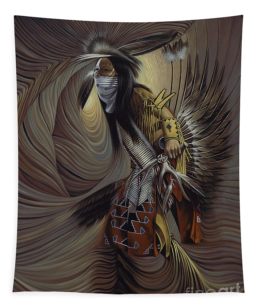 Native-american Tapestry featuring the painting On Sacred Ground Series IIl by Ricardo Chavez-Mendez