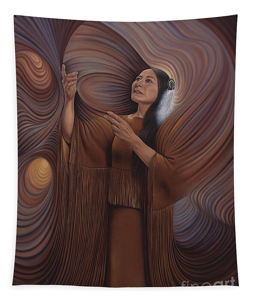 Bonnie-jo-hunt Tapestry featuring the painting On Sacred Ground Series V by Ricardo Chavez-Mendez