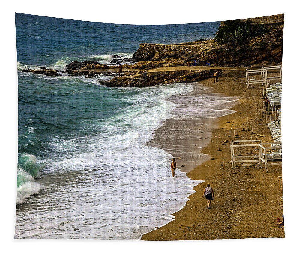 Beach Tapestry featuring the photograph On The Beach - Dubrovnic by Madeline Ellis