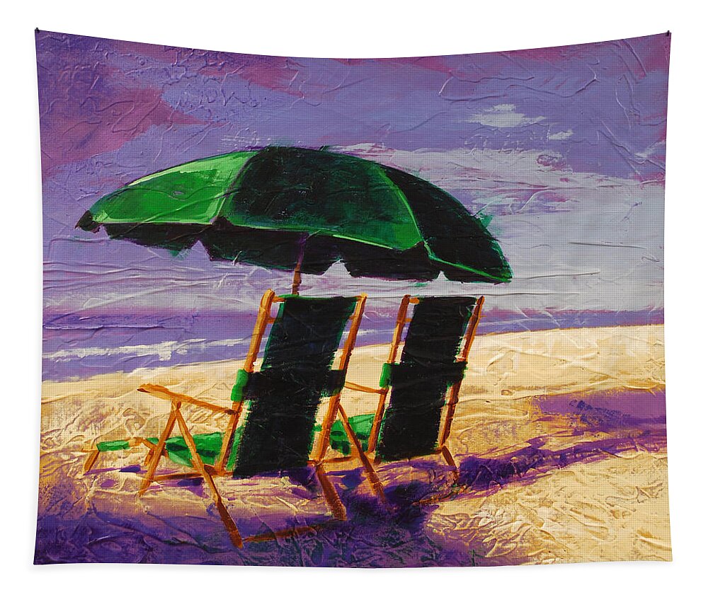 Beach Tapestry featuring the painting On the Beach by Glenn Pollard