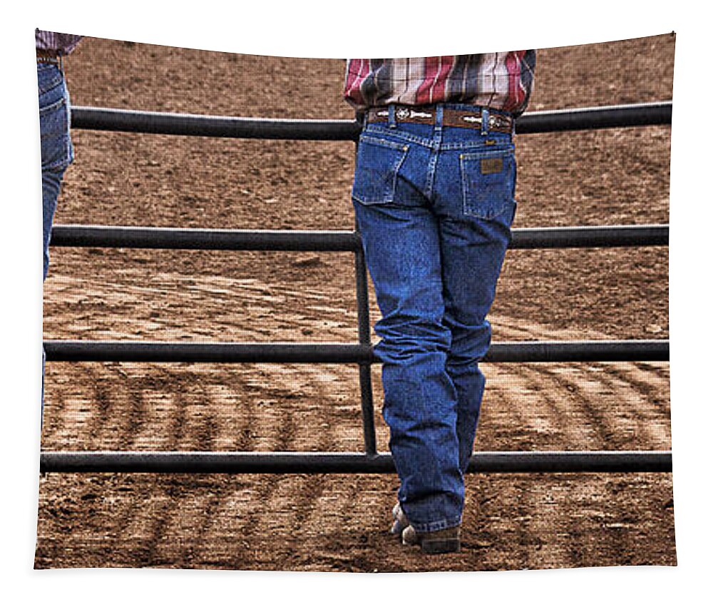Rodeo Tapestry featuring the photograph On the Fence by Priscilla Burgers