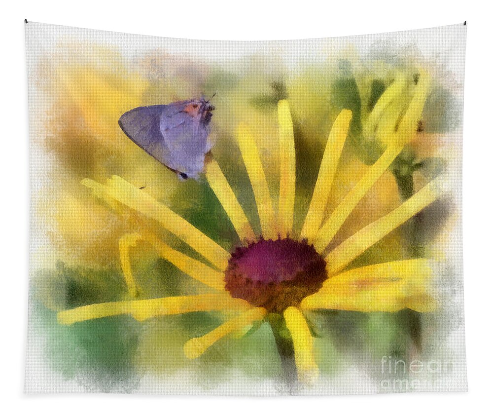 Butterfly Tapestry featuring the photograph On The Yellow by Kerri Farley