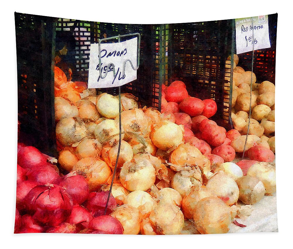 Onion Tapestry featuring the photograph Onions and Potatoes by Susan Savad
