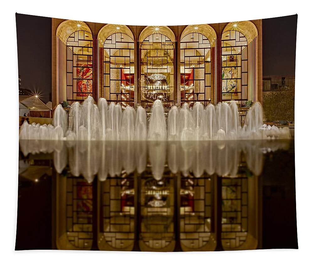Metropolitan Opera House Tapestry featuring the photograph Opera House Reflections by Susan Candelario