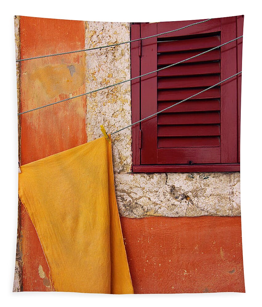 Aged Tapestry featuring the photograph Orange Cloth by Carlos Caetano