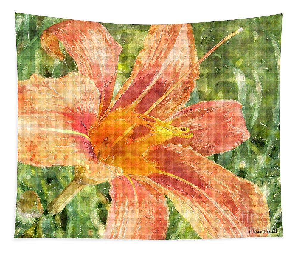 Lily Tapestry featuring the painting Orange Lily by Claire Bull