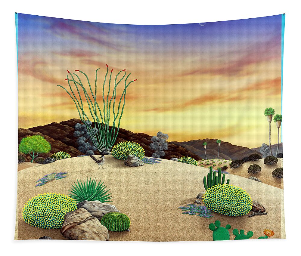 Desert Tapestry featuring the painting Orange Sky Sunset by Snake Jagger