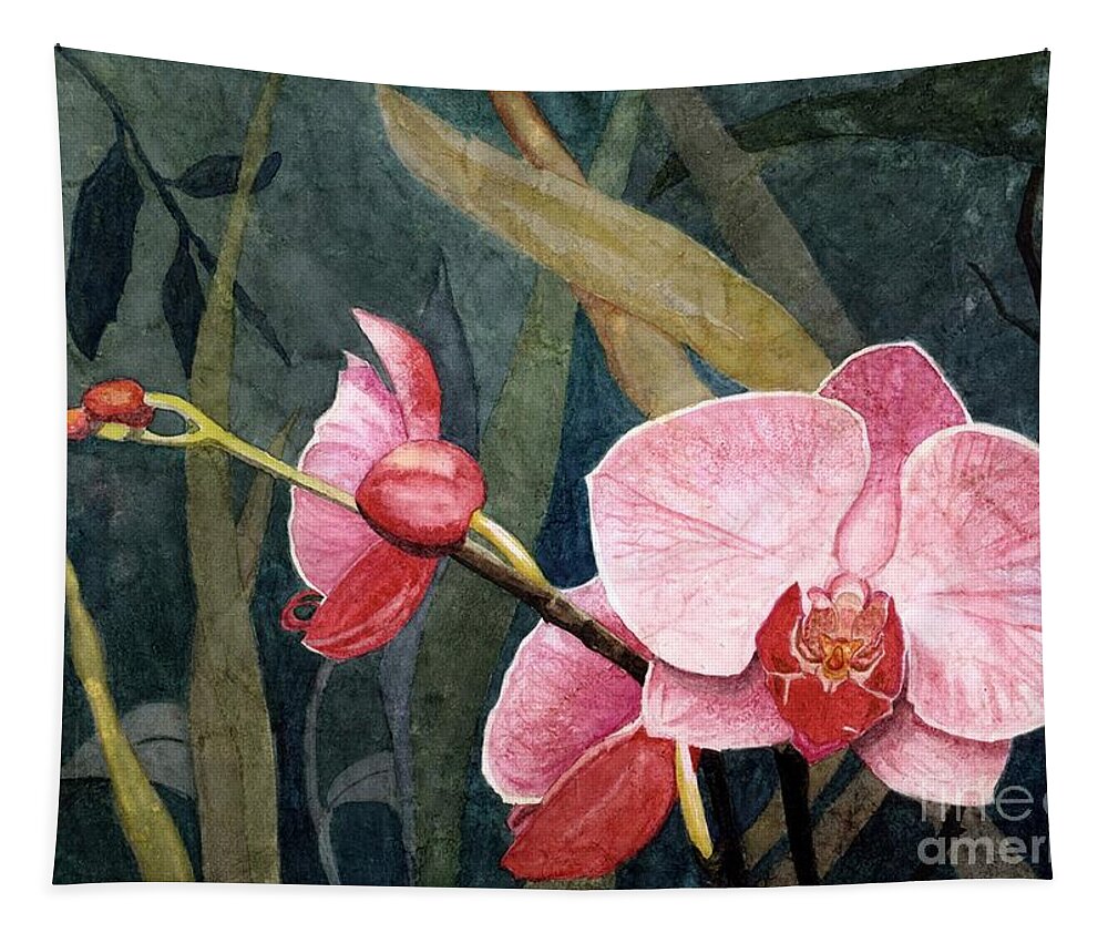 Flowers Tapestry featuring the painting Orchid Trio by Barbara Jewell