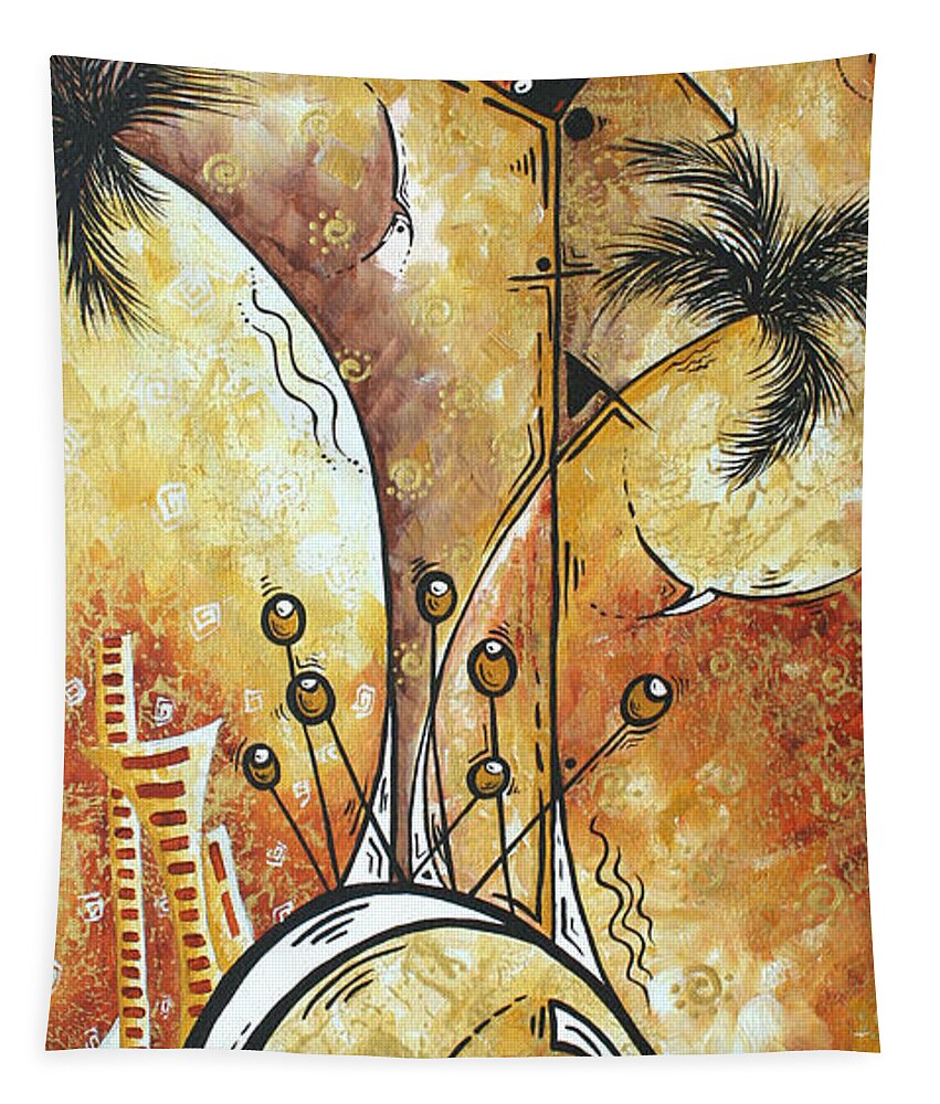 Abstract Tapestry featuring the painting Original Abstract Cityscape and Martini Art Modern Las Vegas Painting THE SPIRIT OF VEGAS by MADART by Megan Aroon