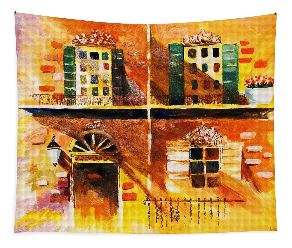 Cityscape Tapestry featuring the painting Orleans Vignette by Al Brown